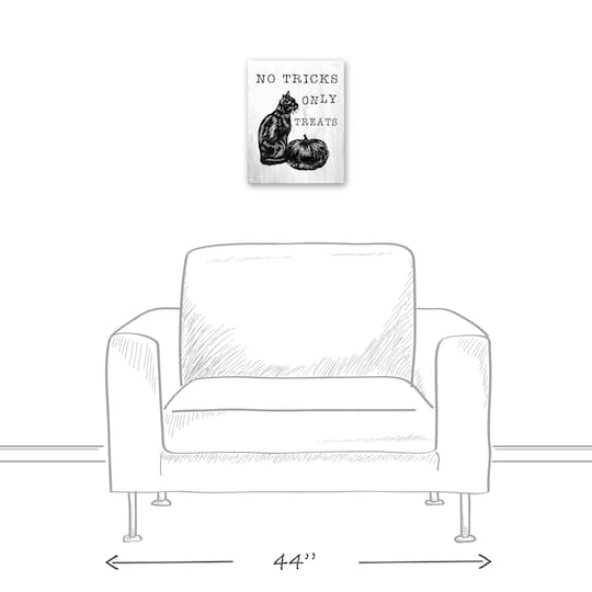 No Tricks Only Treats Black Cat Canvas Wall Art